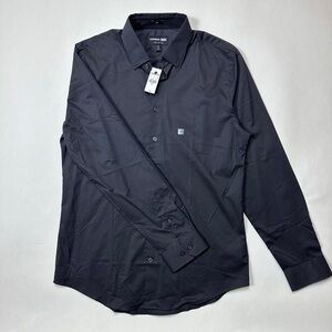 Express Slim 100% Cotton 1MX Dress Shirt in Black